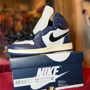 Air Jordan 1 Retro High OG GS Navy White Black Size 6Y/8W NWT